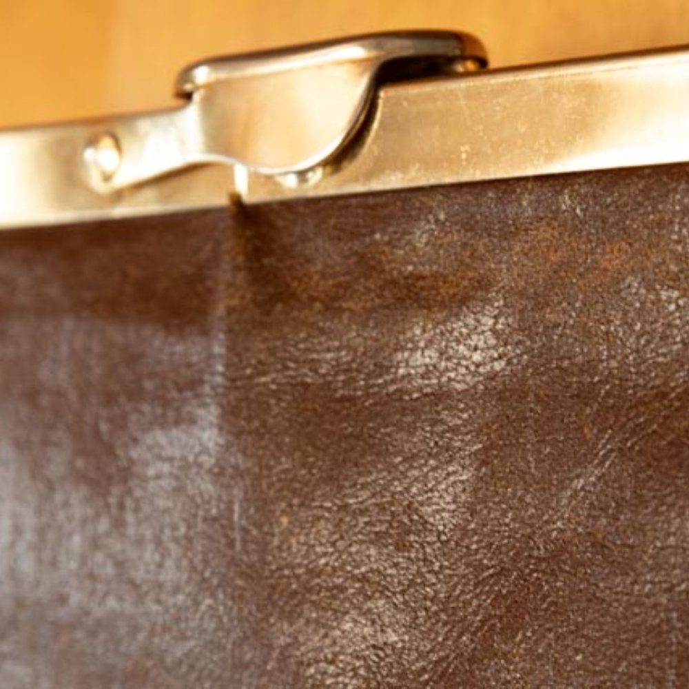 VIN Etra Handmade Tobacco Brown Diamond Opening Evening Clutch 9.5x6.75" - Picture 4 of 9